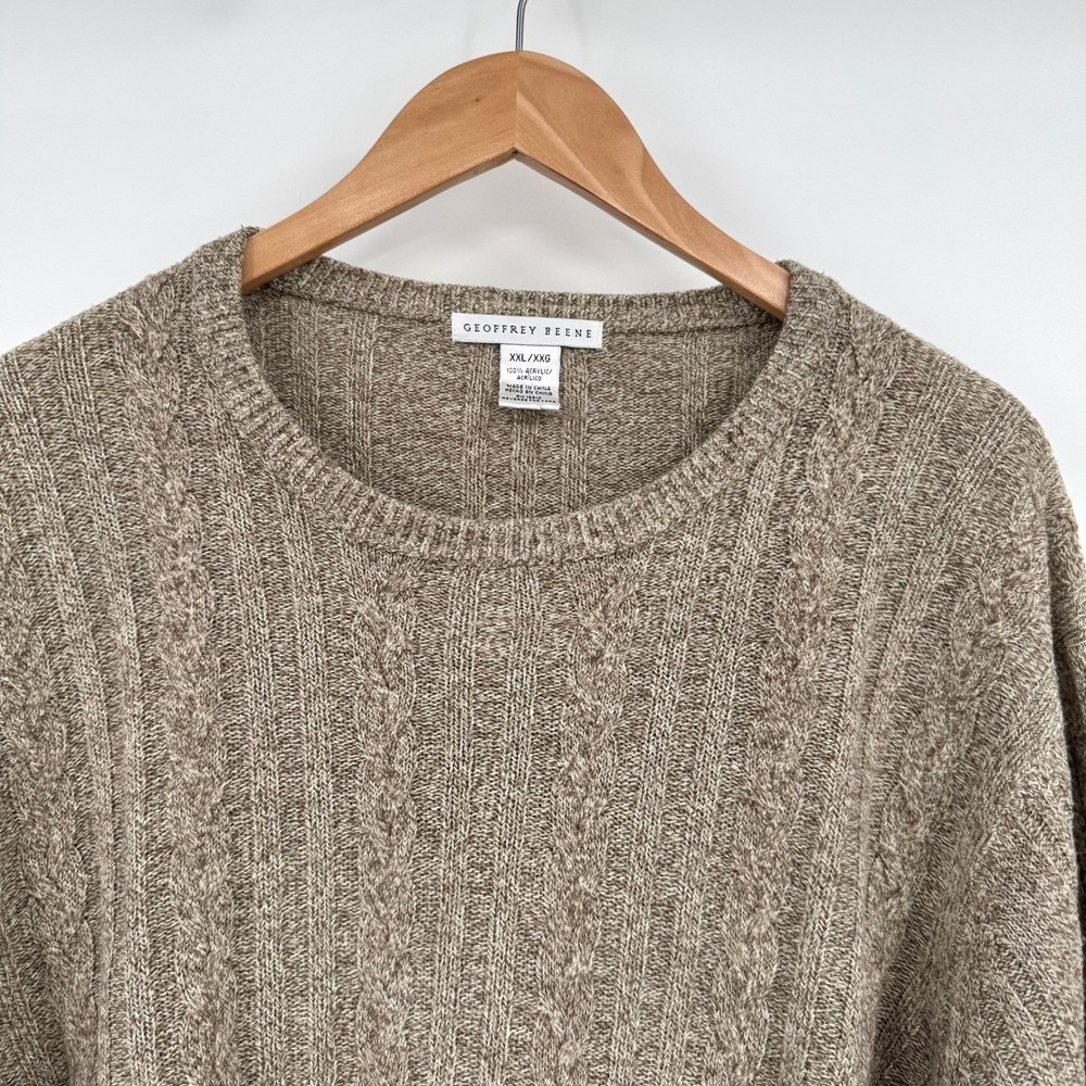 Geoffrey Beene Tan Lightweight Long Sleeve Cable Knit Sweater Men's XXL - Picture 3 of 11